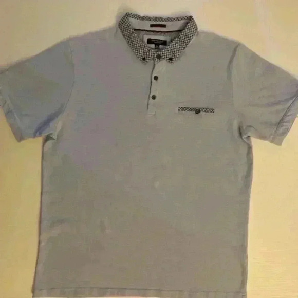 BRITCHES SPORT Polo Shirt Slim Fit Light Blue Patterned Collar. Size L - Picture 3 of 12